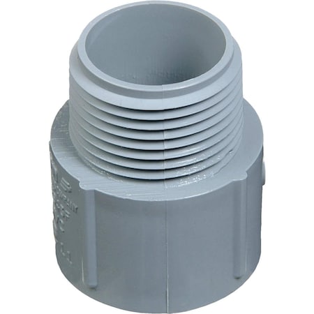Abb Conduit Fitting Adapter, 1/2 Inch, Threaded, PVC, Gray E943DRCTN